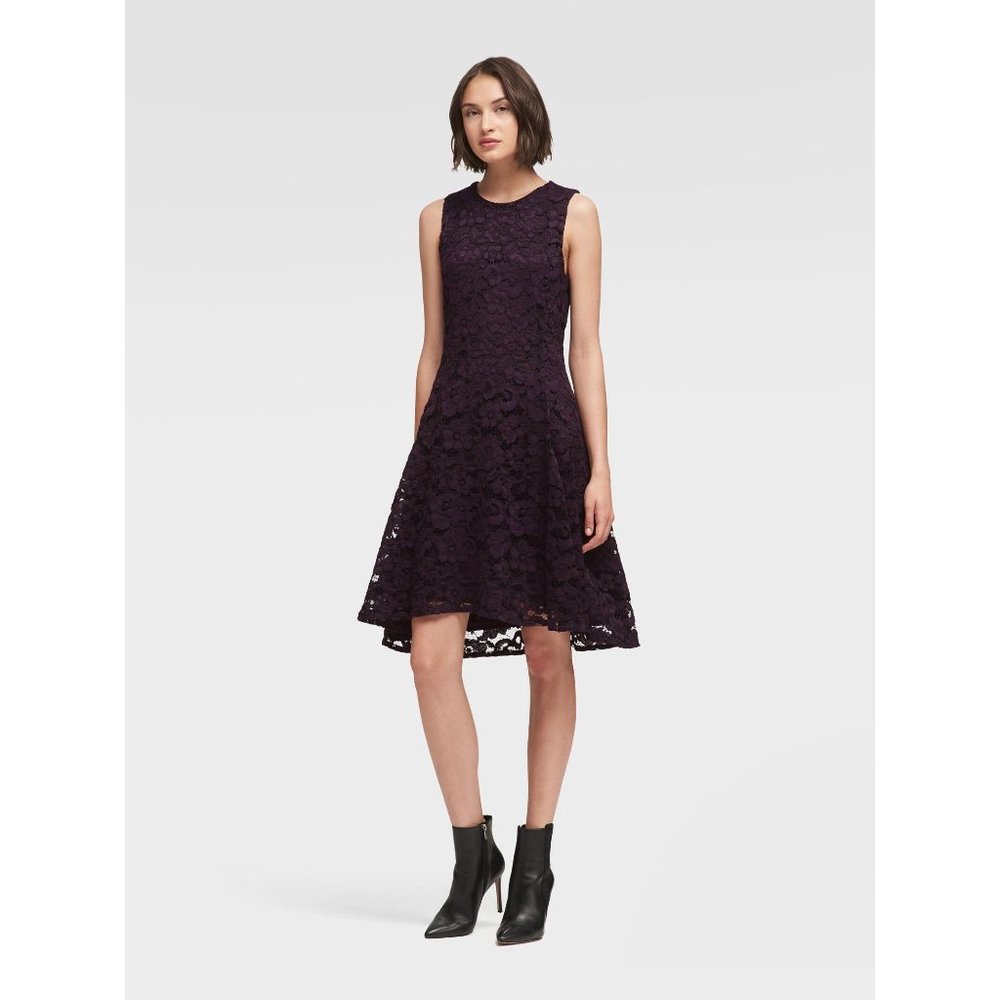 DKNY Purple Lace Fit & Flare Dress sz 2 NEW NWT